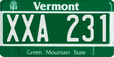VT license plate XXA231