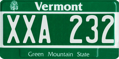 VT license plate XXA232