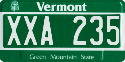 VT license plate XXA235