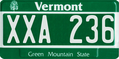 VT license plate XXA236