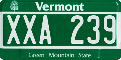 VT license plate XXA239