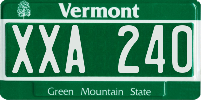 VT license plate XXA240