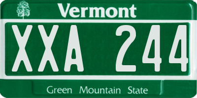 VT license plate XXA244