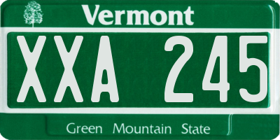VT license plate XXA245