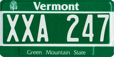 VT license plate XXA247