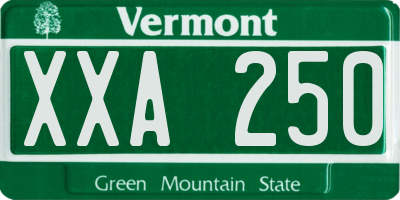 VT license plate XXA250