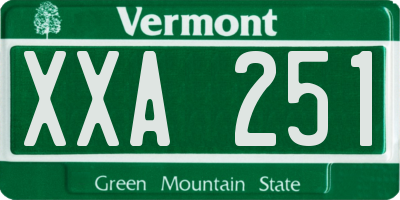 VT license plate XXA251