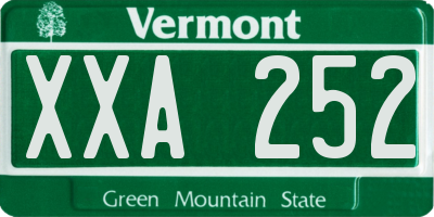 VT license plate XXA252