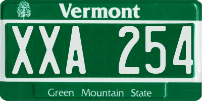 VT license plate XXA254