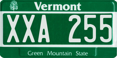 VT license plate XXA255