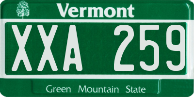 VT license plate XXA259