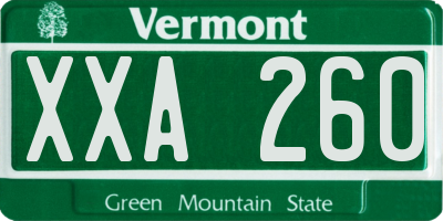 VT license plate XXA260