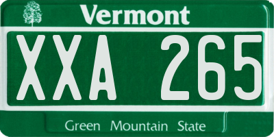VT license plate XXA265