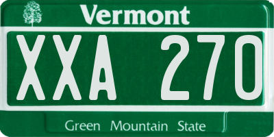VT license plate XXA270