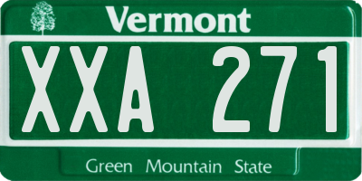 VT license plate XXA271