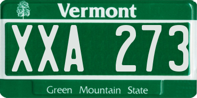 VT license plate XXA273