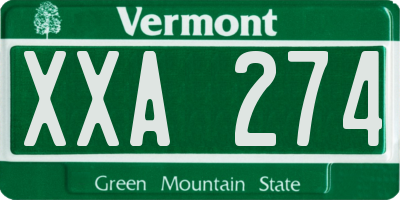 VT license plate XXA274