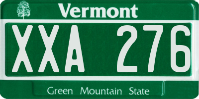 VT license plate XXA276