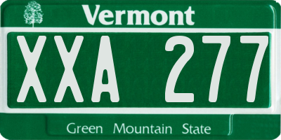 VT license plate XXA277