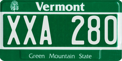 VT license plate XXA280