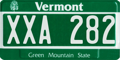 VT license plate XXA282