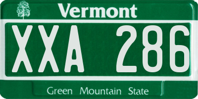 VT license plate XXA286