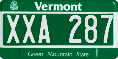 VT license plate XXA287