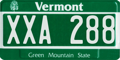 VT license plate XXA288