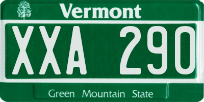 VT license plate XXA290