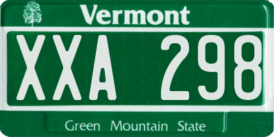 VT license plate XXA298