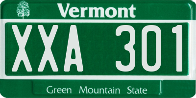 VT license plate XXA301