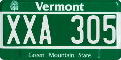 VT license plate XXA305