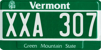 VT license plate XXA307