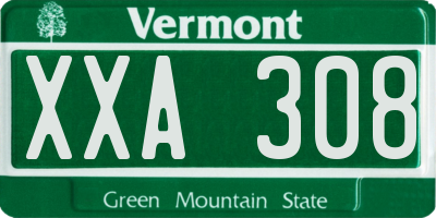 VT license plate XXA308
