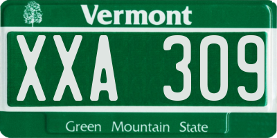 VT license plate XXA309