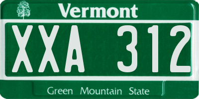 VT license plate XXA312
