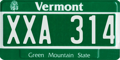 VT license plate XXA314
