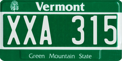 VT license plate XXA315