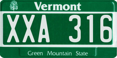 VT license plate XXA316