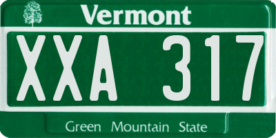 VT license plate XXA317