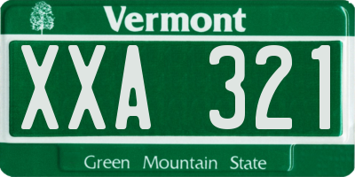 VT license plate XXA321