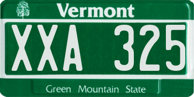 VT license plate XXA325