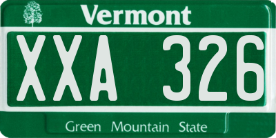 VT license plate XXA326