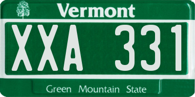 VT license plate XXA331