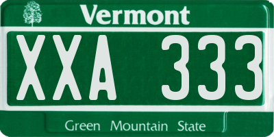 VT license plate XXA333