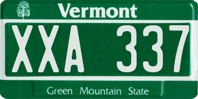 VT license plate XXA337