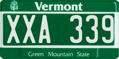 VT license plate XXA339