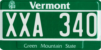 VT license plate XXA340