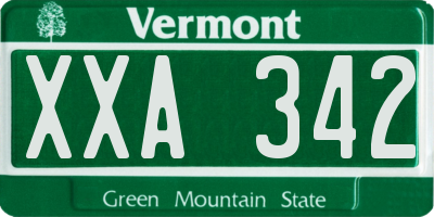 VT license plate XXA342