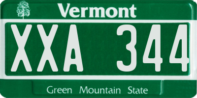 VT license plate XXA344